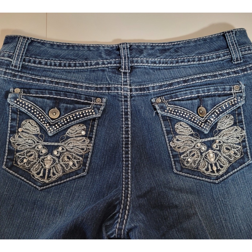Nine West Womens 31/12 Date Night Fit Blue Capri Jeans Embroidered‎ 0034 - Picture 8 of 16